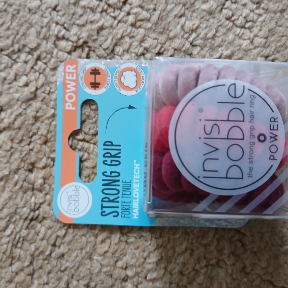 NIB InvisiBobble Power Hair Ring - Pink & Red